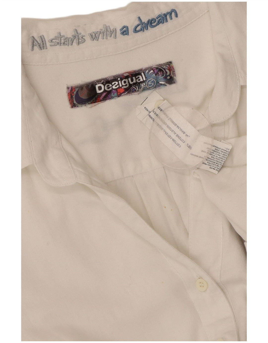 DESIGUAL Grafisk skjorte til kvinder UK 10 Lille hvid blomstret bomuld