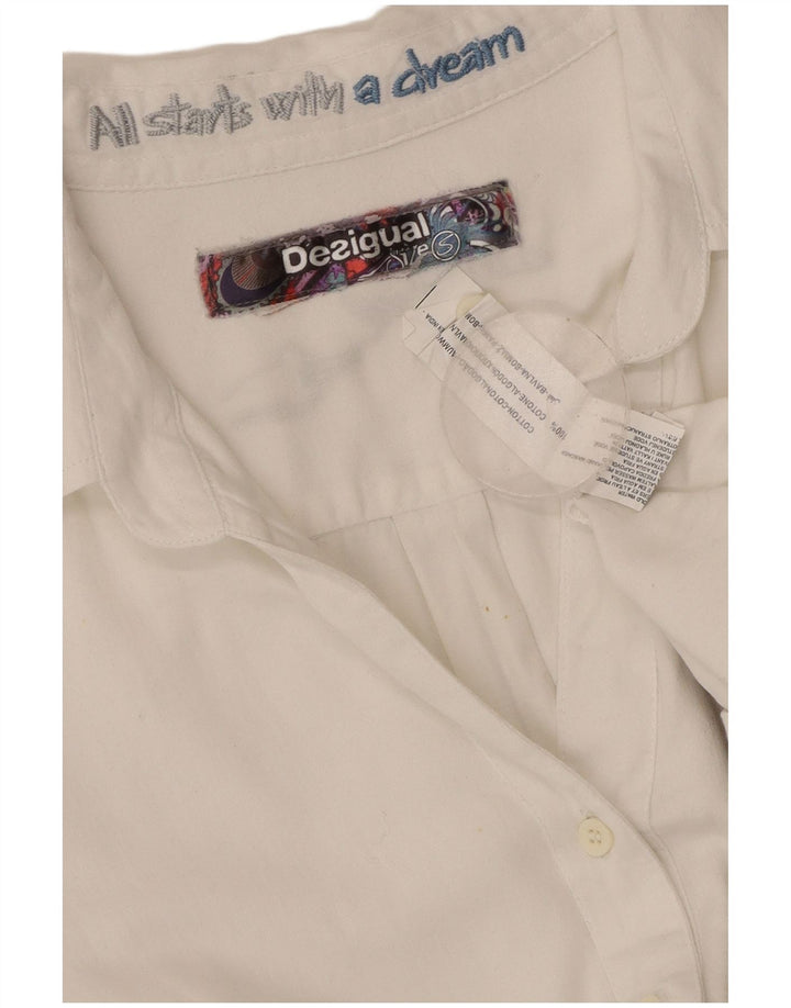 DESIGUAL Grafisk skjorte til kvinder UK 10 Lille hvid blomstret bomuld