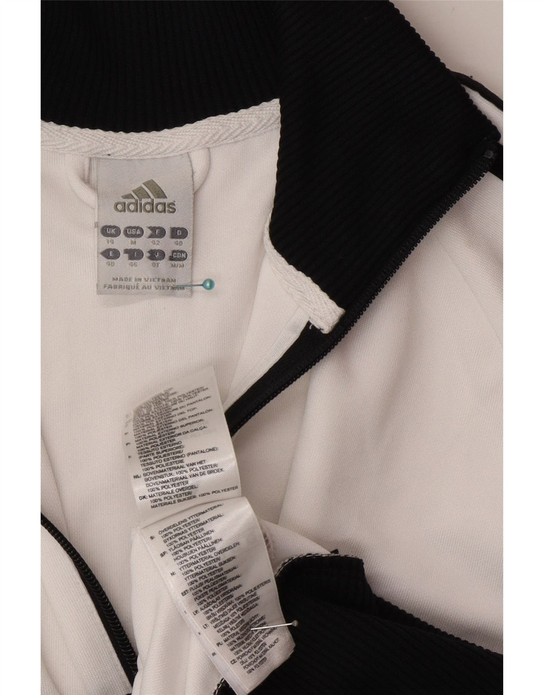 Adidas Womens Crop træningsdragt topjakke UK 14 medium White Colourblock