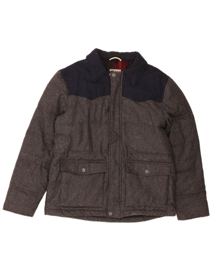 Marks & Spencer Herre polstret jakke UK 41 Large Grey Colourblock Uld