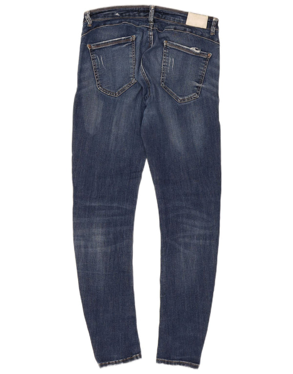 Zara Dame Distressed Skinny Jeans EU 42 Large W32 L27 Blå