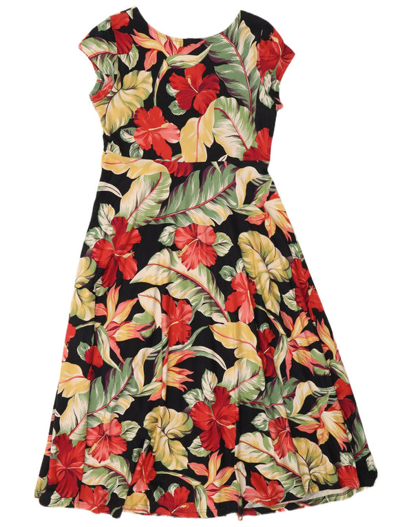 Chaps Kvinders Petite A-Line Kjole UK 18 XL Sort Blomsterbomuld