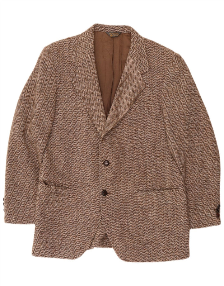Harris Tweed Herre Regular Fit Blazer Jacket UK 42 Stor brun sildeben