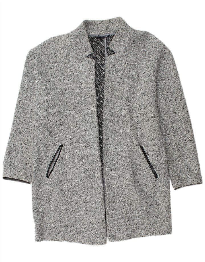 Marks & Spencer Åben overfrakke til kvinder UK 14 Large Grå Flecked Polyester
