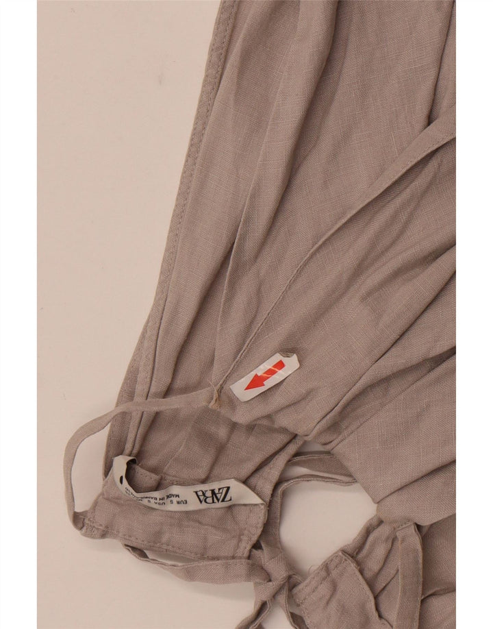 Zara Dame Halter Top UK 8 Small Grey Linen