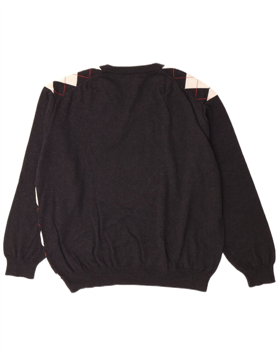 LACOSTE Herre V-hals sweater Størrelse 8 3XL Sort Argyle/Diamant Bomuld