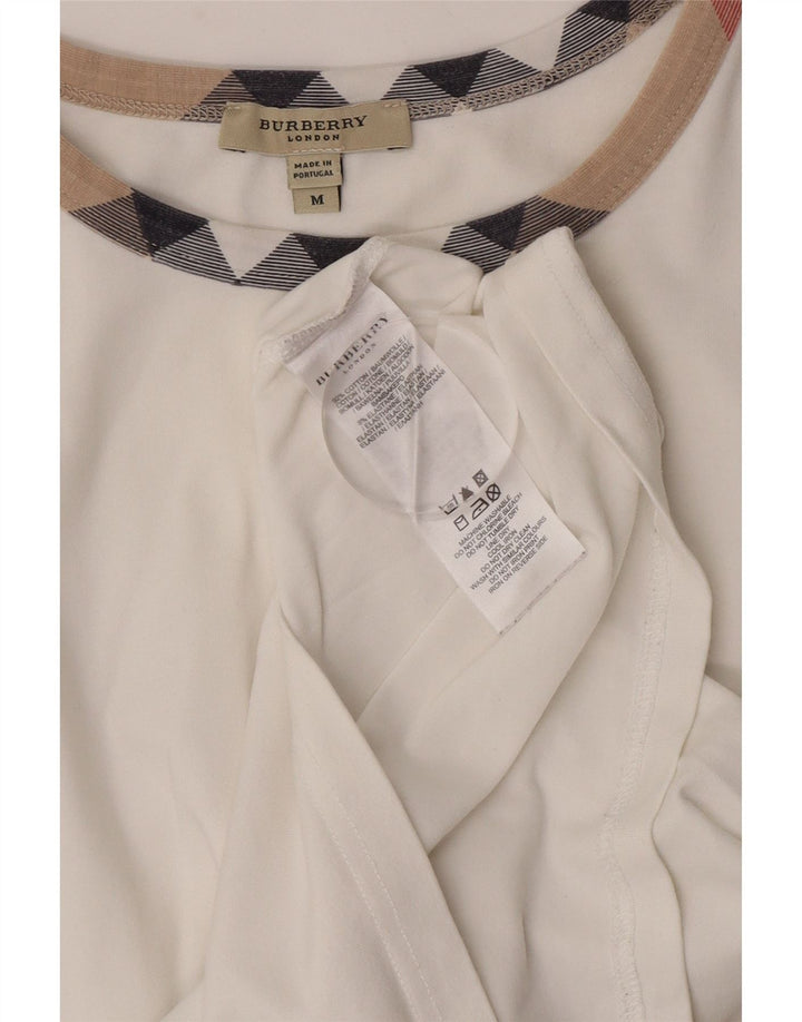 Burberry Dame Top Langærmet UK 12 Medium Hvid Bomuld