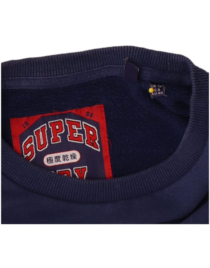 Superdry Womens Grafisk Oversized Sweatshirt Jumper UK 12 Medium Navy Blue