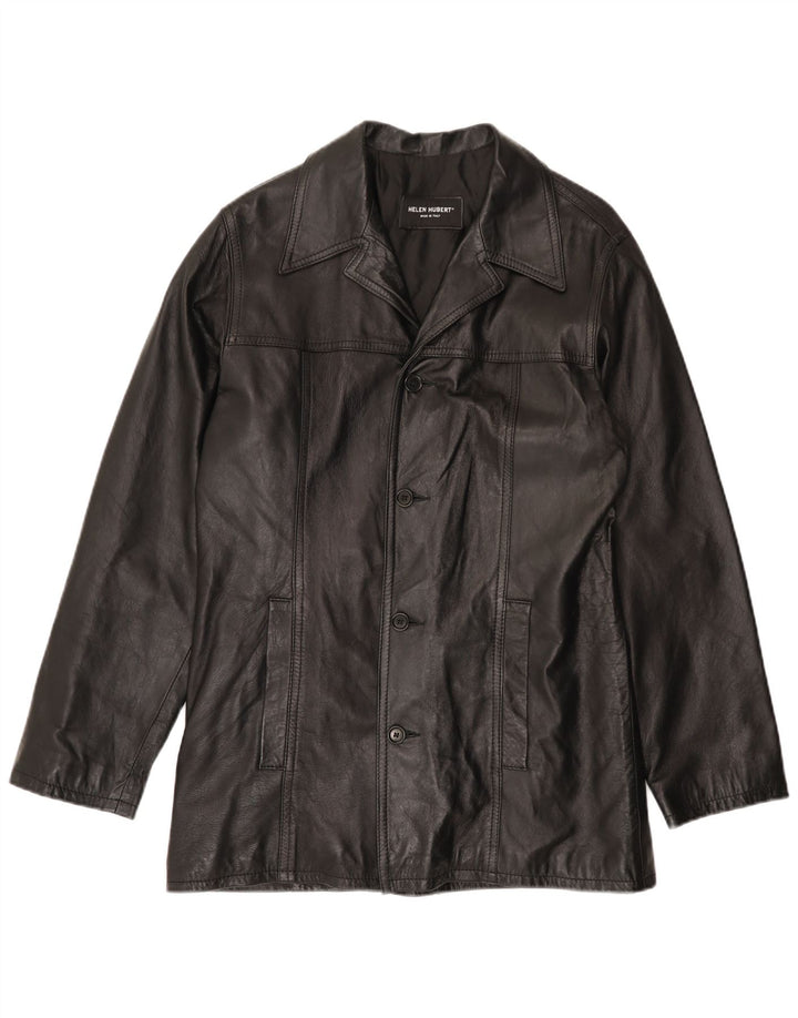 HELEN HUBERT Herre Læderjakke UK 38 Medium Sort Læder