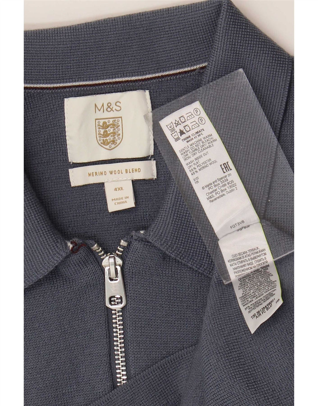 Marks & Spencer Herre Cardigan Sweater 4XL Blå Polyester