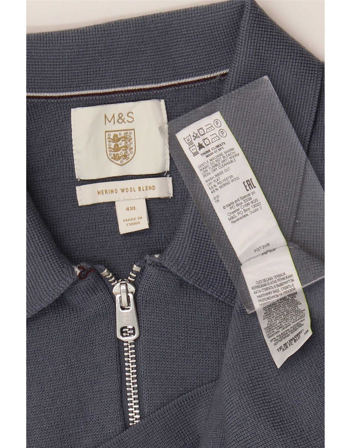 Marks & Spencer Herre Cardigan Sweater 4XL Blå Polyester