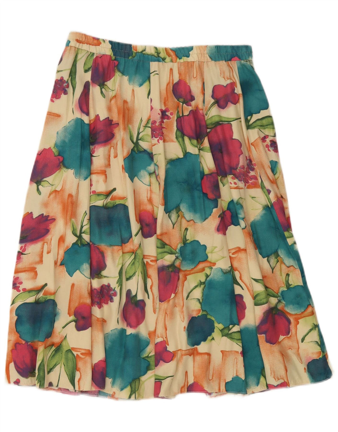 VINTAGE A-line nederdel til kvinder W32 Stor flerfarvet blomster