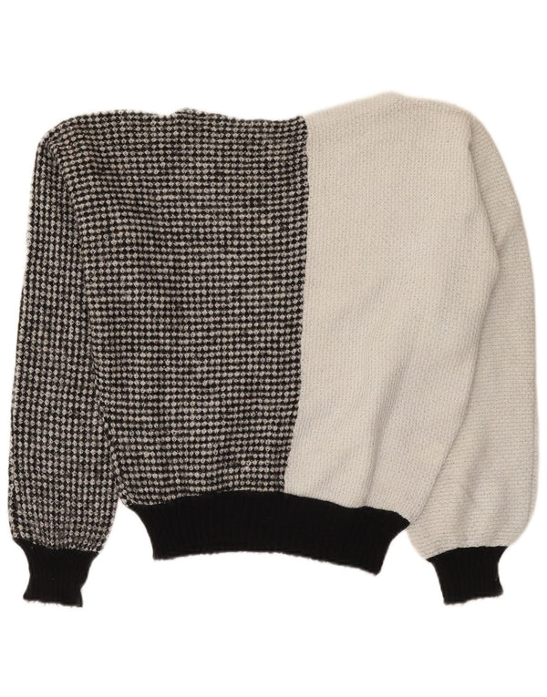 Vintage Dame Boat Neck Jumper Sweater UK 14 Medium White Colourblock