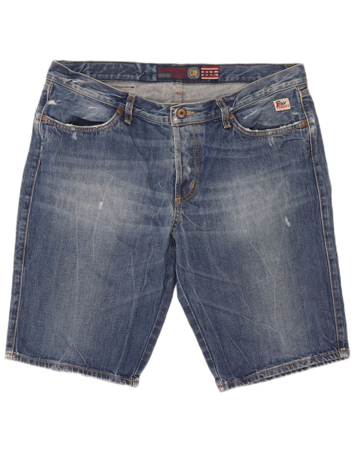 Roy Rogers Herre Thanaz Distressed Denim Shorts IT 50 Large W36 Blue