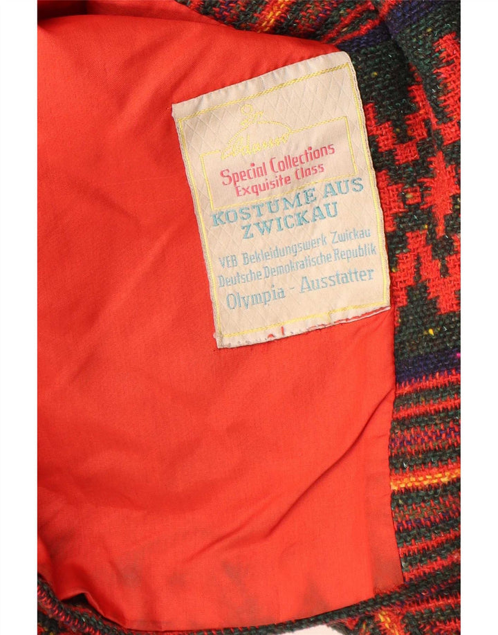 Vintage Dame Hooded Duffle Jacket UK 14 Medium Multicolored Geometric