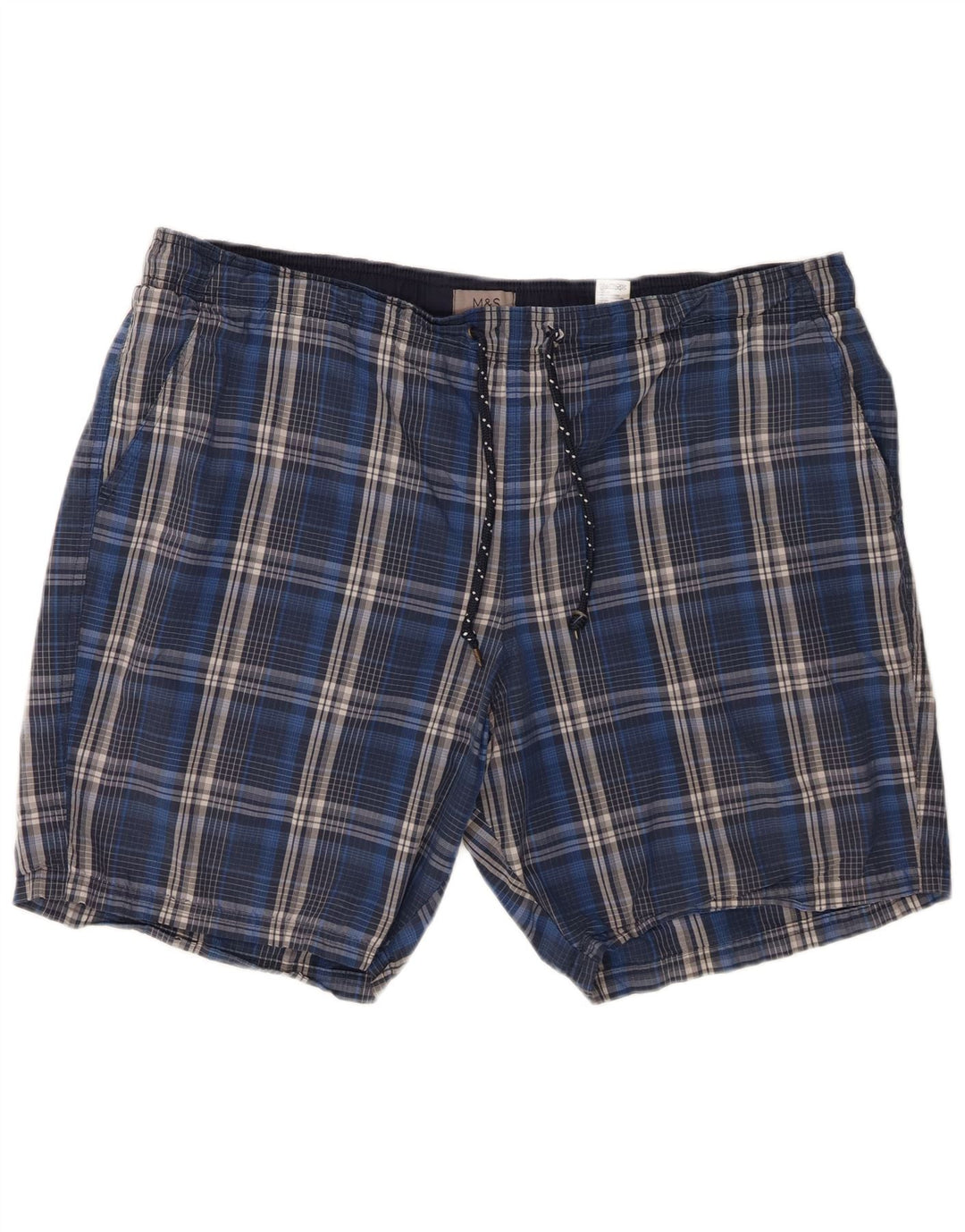 Marks & Spencer Badeshorts til mænd 2XL blå ternet bomuld