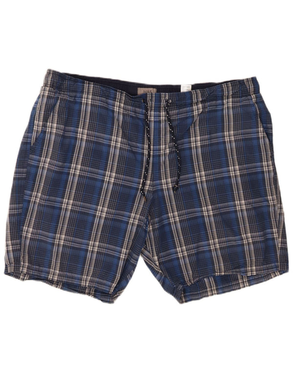 Marks & Spencer Mens Swimming Shorts 2XL  Blue Check Cotton