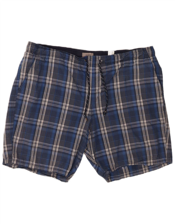 Marks & Spencer Badeshorts til mænd 2XL blå ternet bomuld