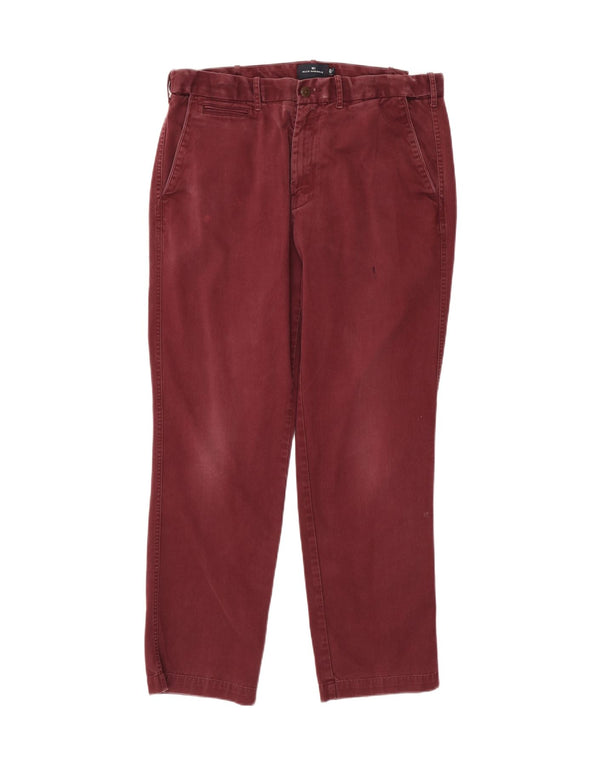 Marks & Spencer Herre Blue Harbor Straight Chino Bukser W36 L31 Burgundy
