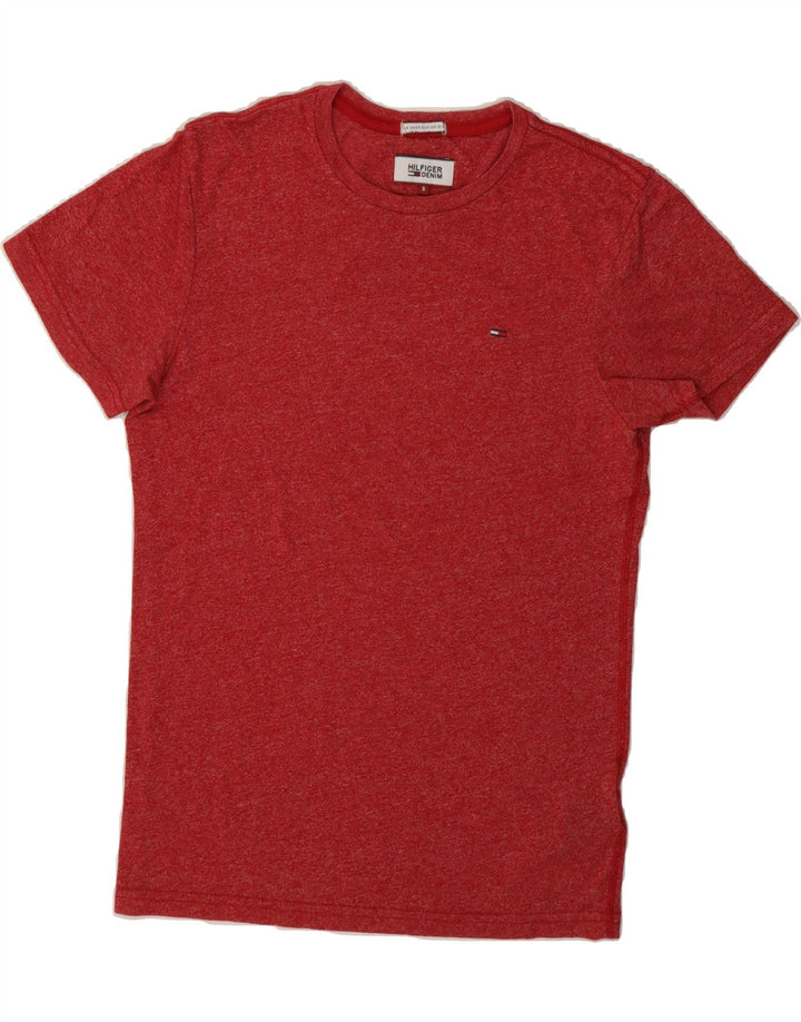 TOMMY HILFIGER Mens Graphic T-Shirt Top Small Red Cotton Vintage Tommy Hilfiger and Second-Hand Tommy Hilfiger from Messina Hembry 