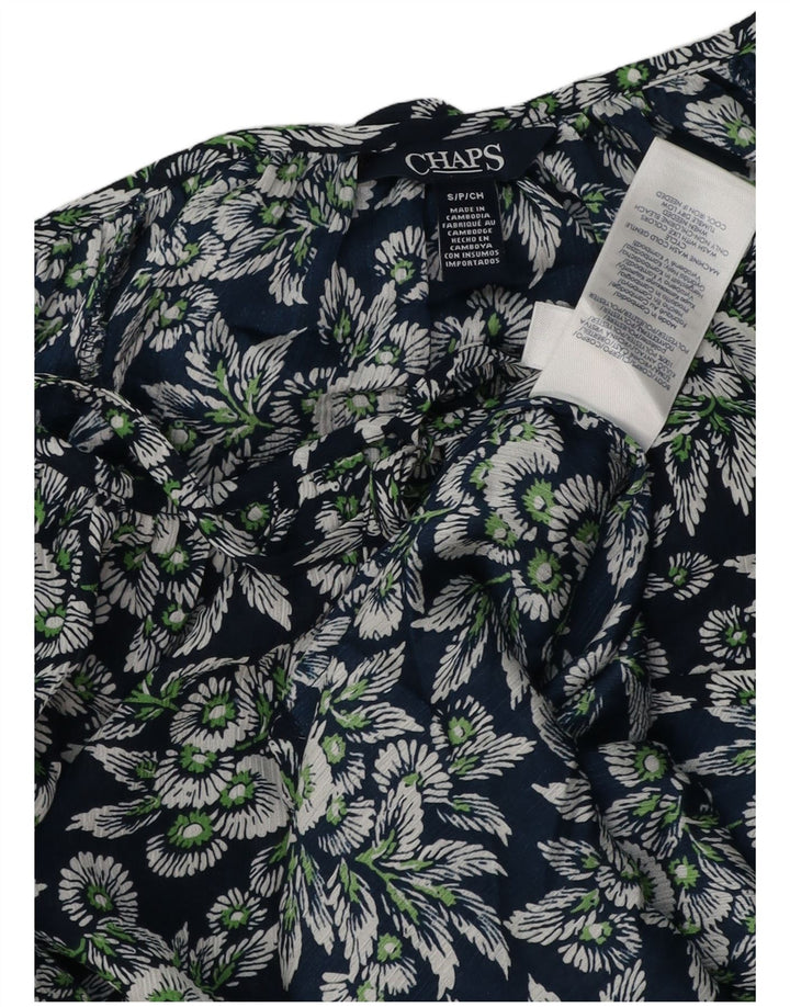 CHAPS Dame Oversized 3/4 ærmet bluse Top UK 10 Small Navy Blue Floral