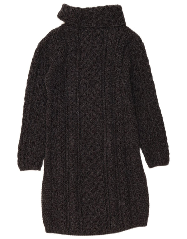 Aran Wollen Mills Dame Langærmet Jumper Dress UK 14 Medium Grey