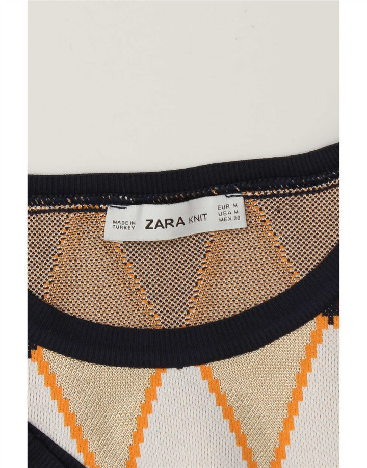 Zara Dame Boat Neck Jumper Sweater UK 14 Medium Flerfarvet