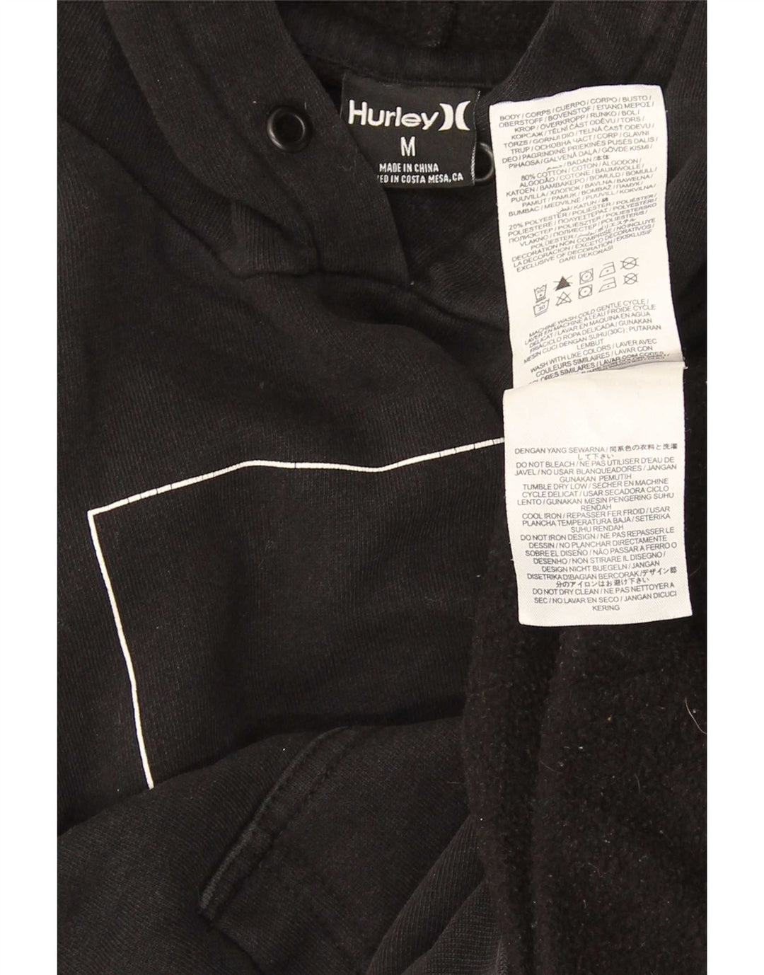 Hurley Herre Grafisk Hoodie Jumper Medium Sort Bomuld