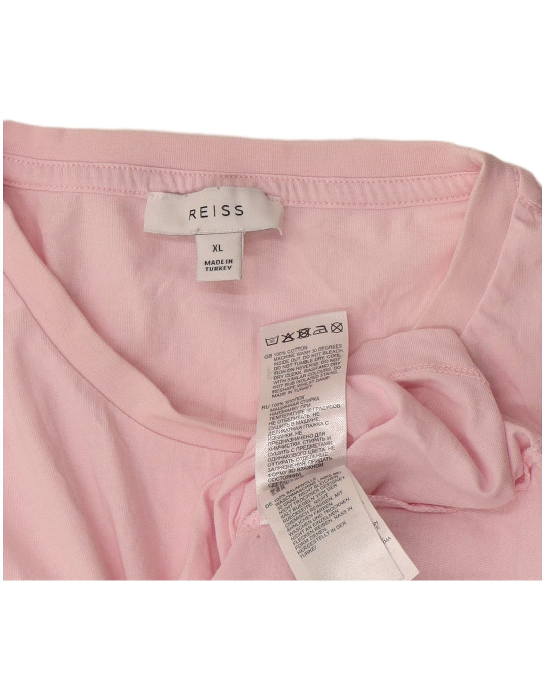 Reiss Herre T-Shirt Top XL Pink Bomuld