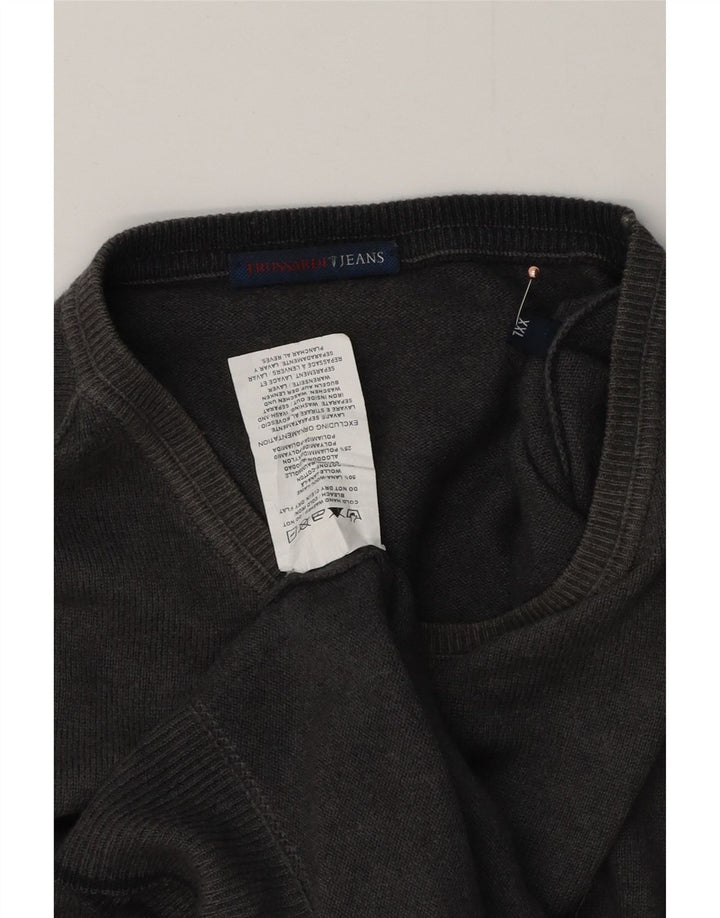 TRUSSARDI JEANS Herre Crew Neck Jumper Sweater 2XL Grå Uld