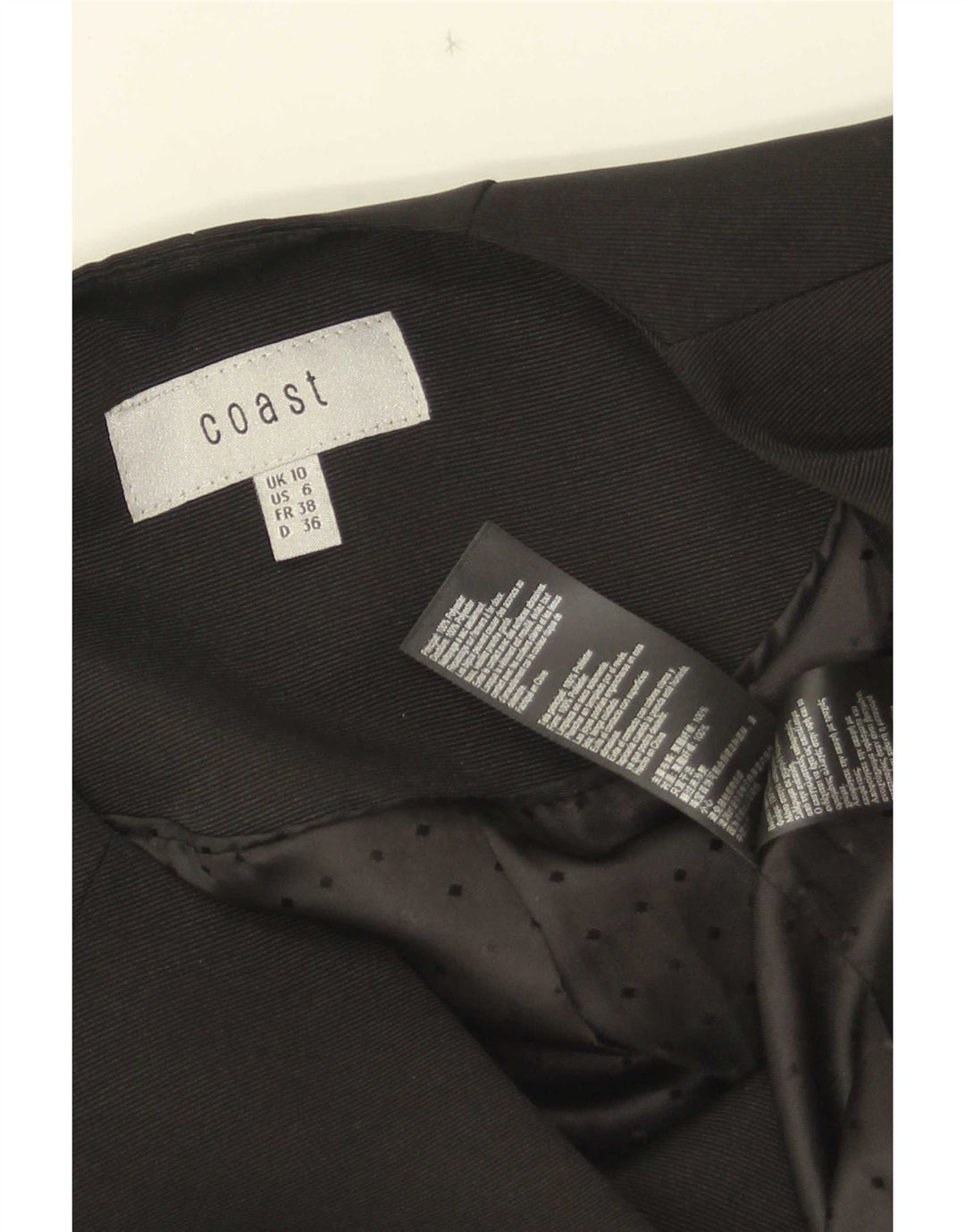 Coast Dame 3/4 ærmet Crop Blazer Jacket UK 10 Small Black Polyester