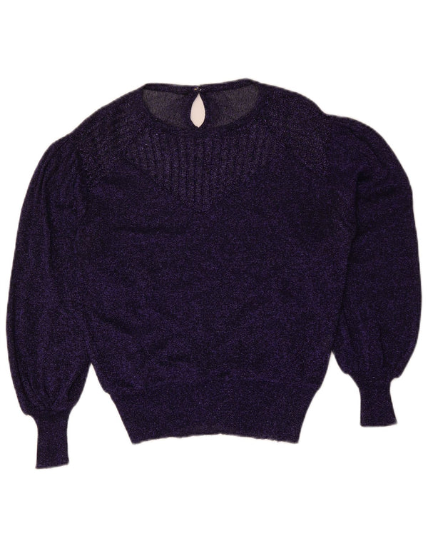 Vintage Dame Boat Neck Jumper Sweater UK 14 Medium Purple