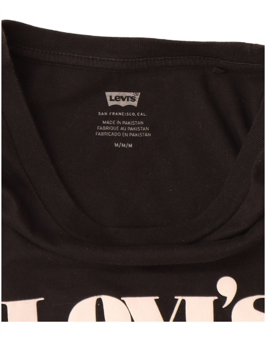 Levi's Dame Grafisk T-Shirt Top UK 14 Medium Sort Bomuld