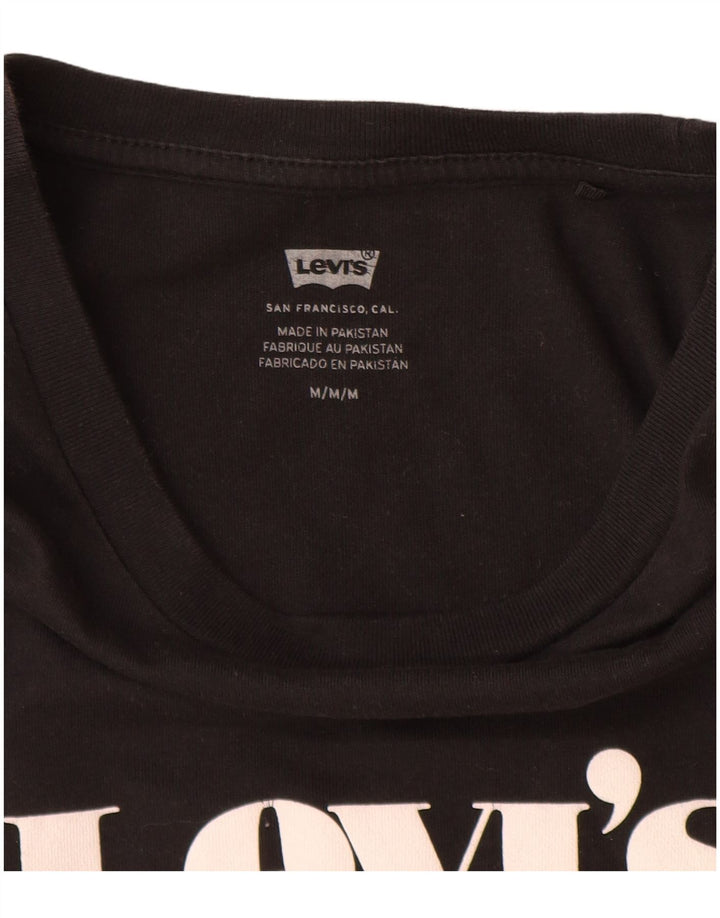 Levi's Dame Grafisk T-Shirt Top UK 14 Medium Sort Bomuld