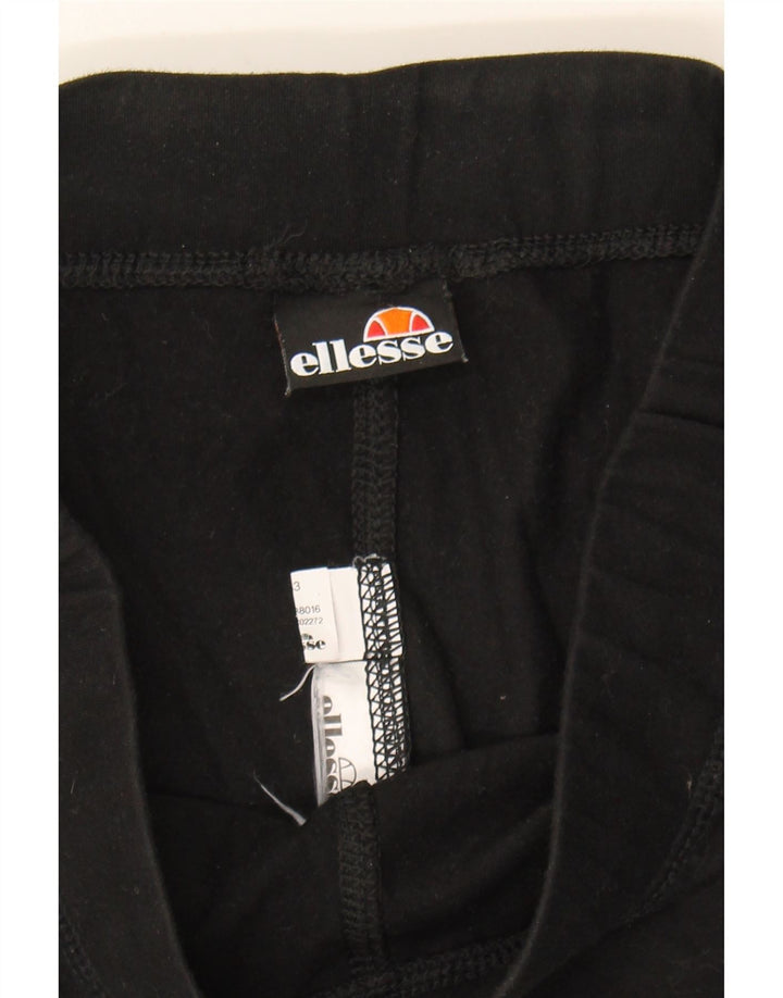 ELLESSE Womens Graphic Leggings UK 12 Medium Black Vintage Ellesse and Second-Hand Ellesse from Messina Hembry 