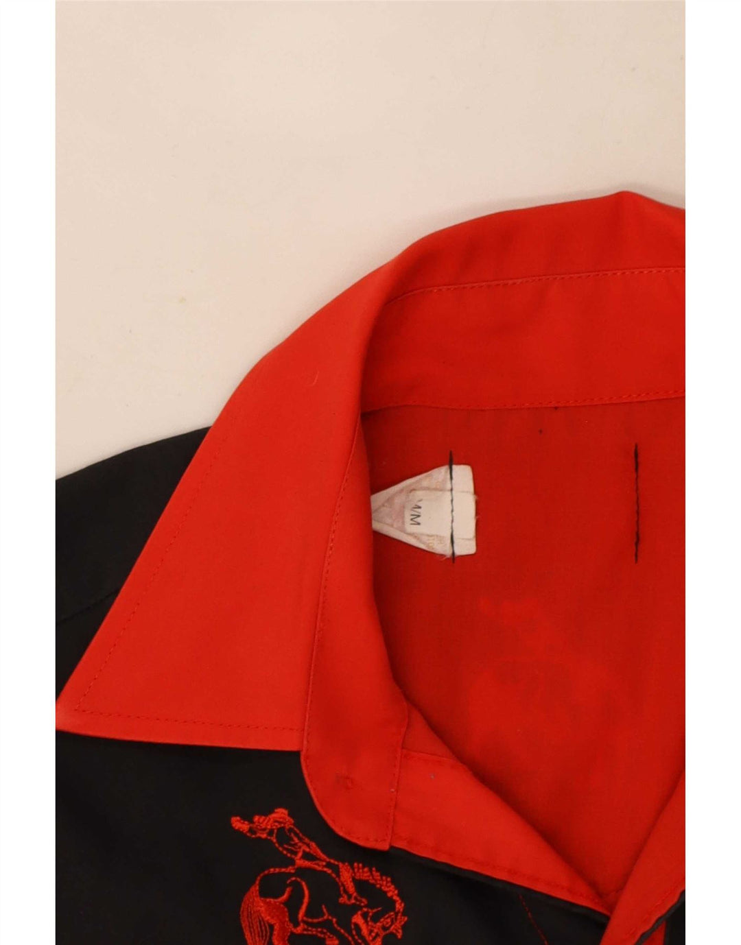 Vintage vestlig skjorte til mænd, medium rød Colourblock Polyester