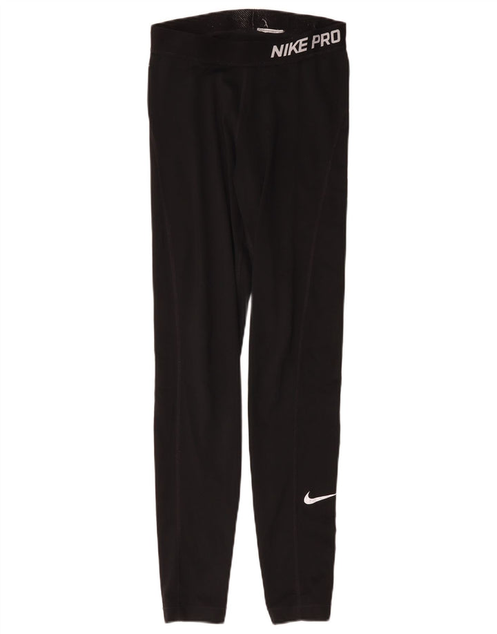 Nike Dame Dri Fit Grafiske Leggings UK 4 XS Sort