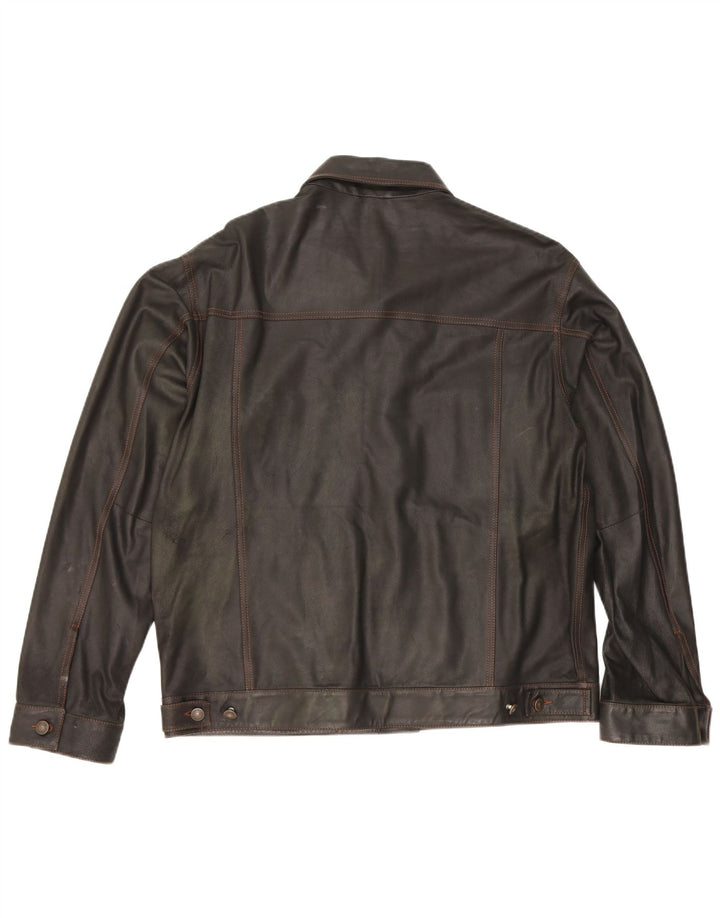 Vintage herre læderjakke IT 52 XL Sort