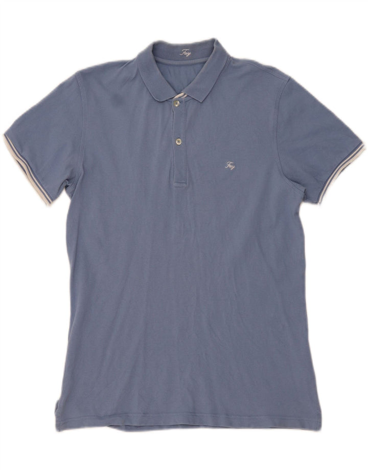 Fay Herre Polo Shirt Stor Blå Bomuld