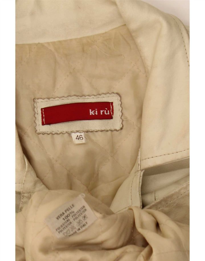 Vintage læderfrakke til kvinder IT 46 Large Beige