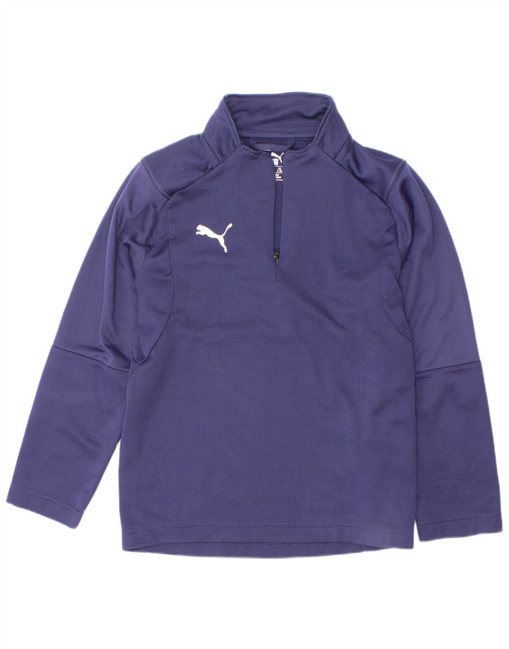 Puma Boys Zip Neck Pullover Træningsdragt Top 7-8 år Navy Blue