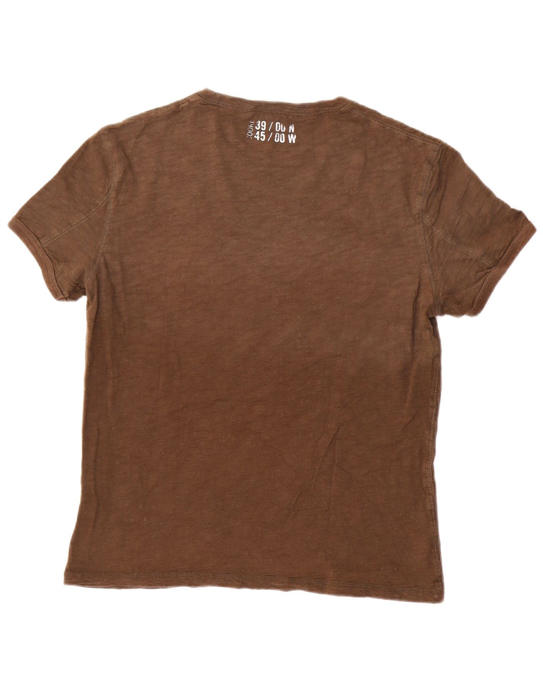 Gas Herre grafisk T-shirt top medium brun bomuld