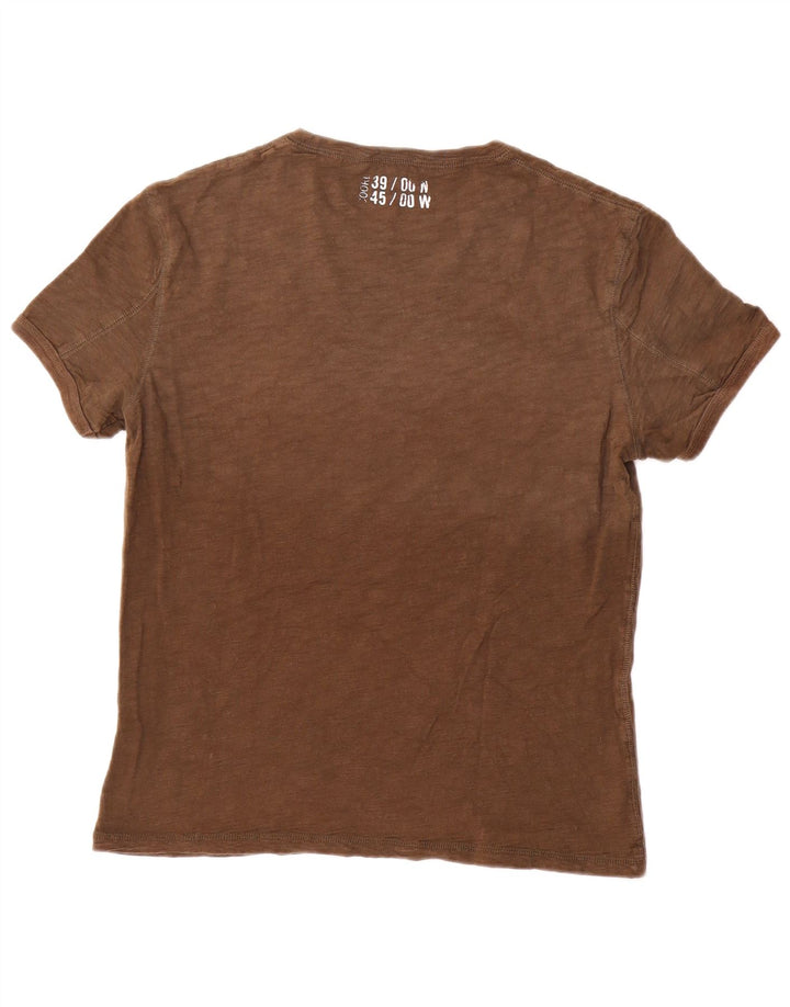 Gas Herre grafisk T-shirt top medium brun bomuld