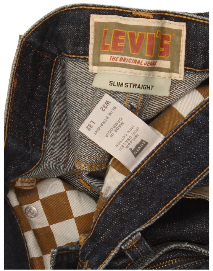 Levi's Herre Slim Straight Jeans W32 L32 Marineblå Bomuld