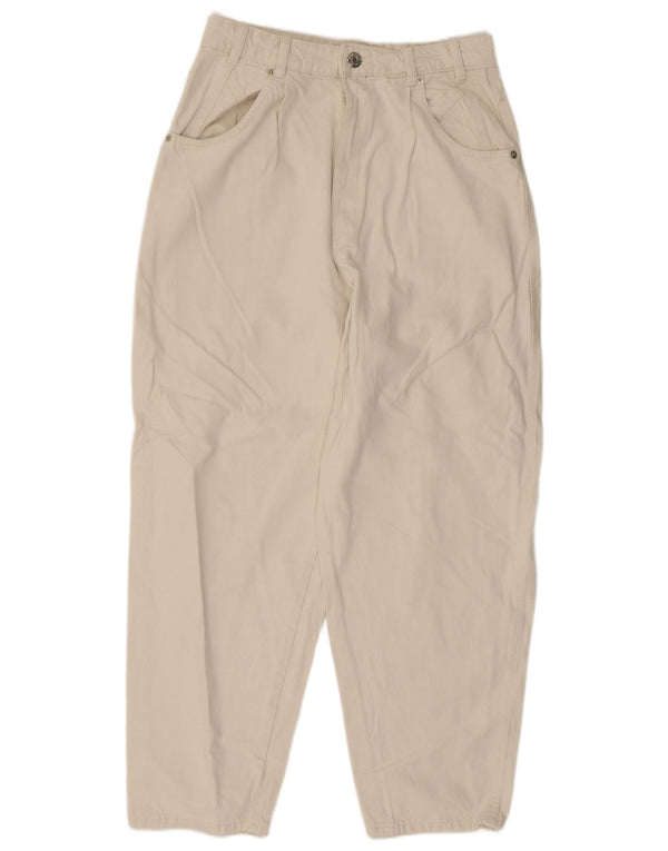 Zara Dame Højtaljede Løse Jeans EU 40 Medium W30 L26 Hvid Bomuld
