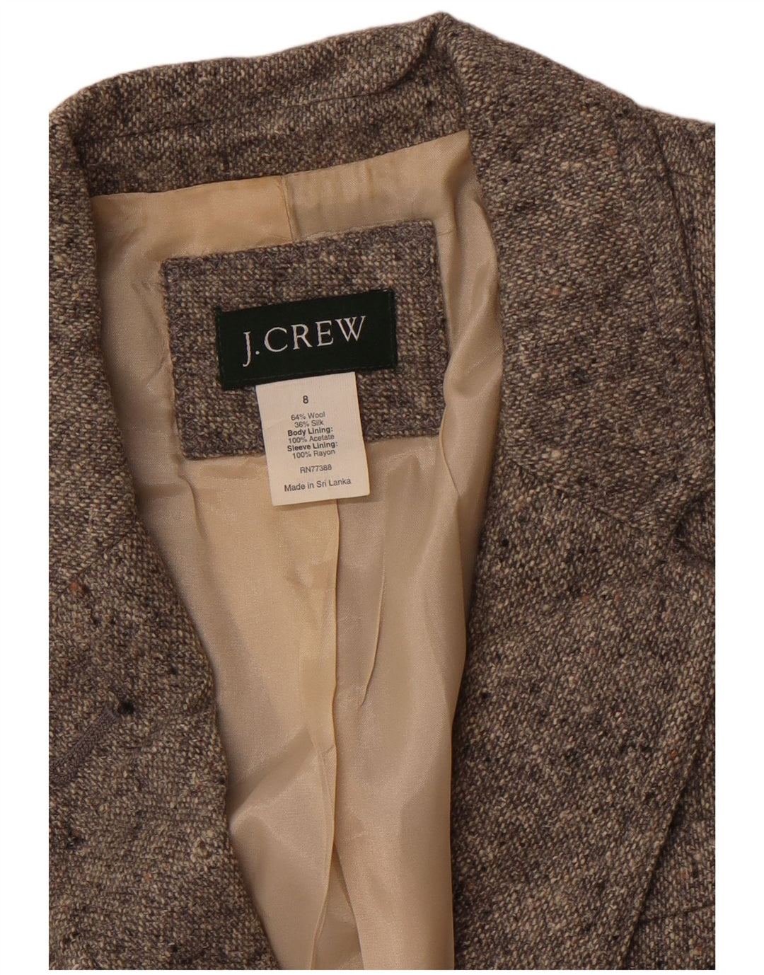 J. CREW Dame 2-knaps blazerjakke US 8 Medium Grey Flecked Wool