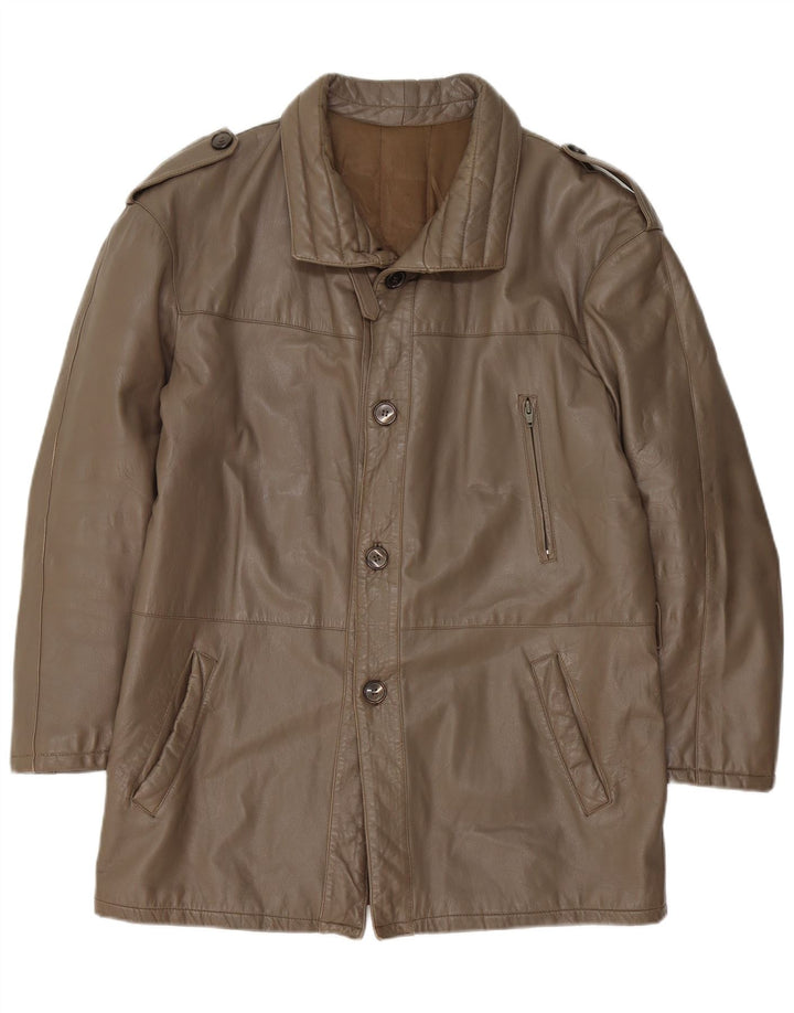 Vintage Herre Military Læderjakke IT 52 XL Brun
