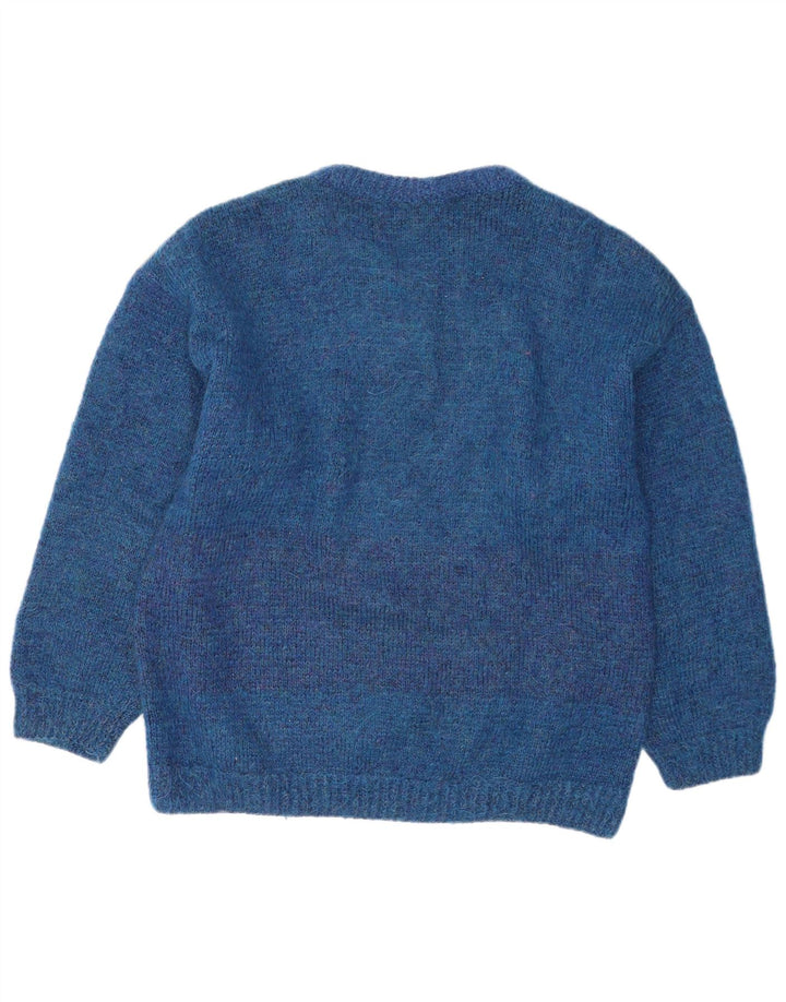Vintage herre rund hals sweater stor blå stribet
