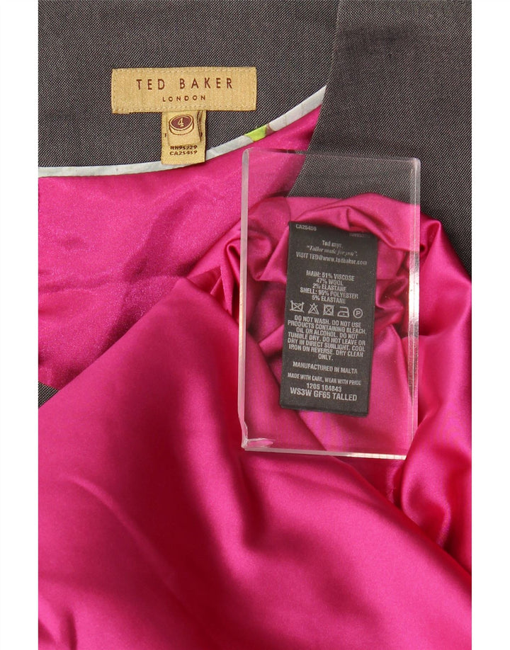 TED BAKER Dameskedekjole Størrelse 4 Large Grå Viscose