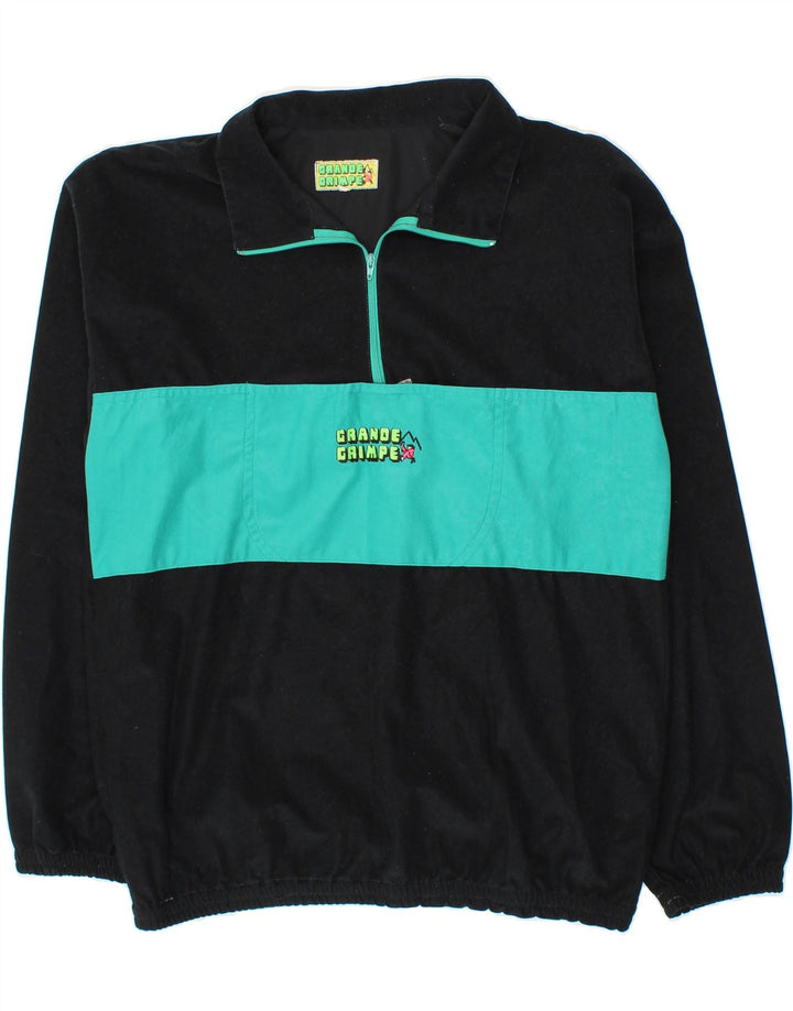 VINTAGE Mens Graphic Pullover Tracksuit Top Medium Black Colourblock Vintage Vintage and Second-Hand Vintage from Messina Hembry 